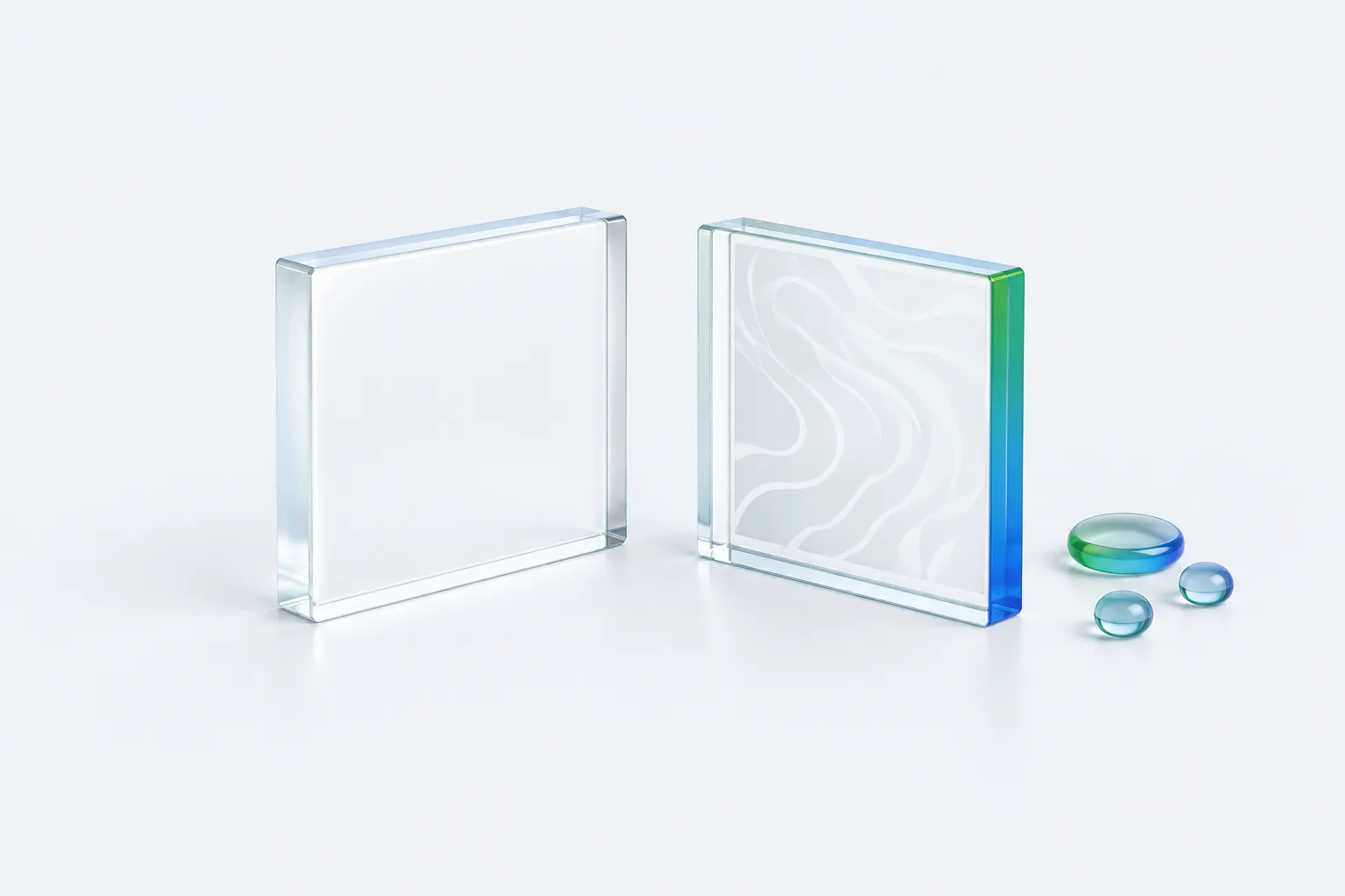 Two glass plaques side by side, one sealed shut and one open with markers beside it, representing readiness versus adoption.
