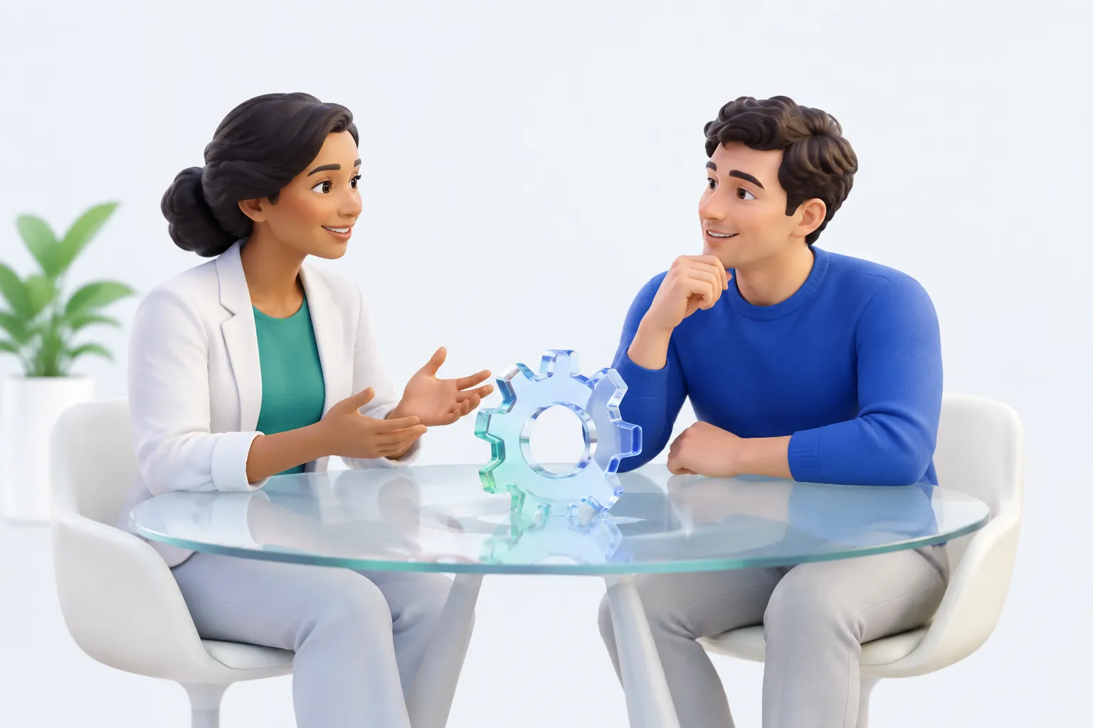 A manager and employee having an open conversation about how AI is changing the employee's role