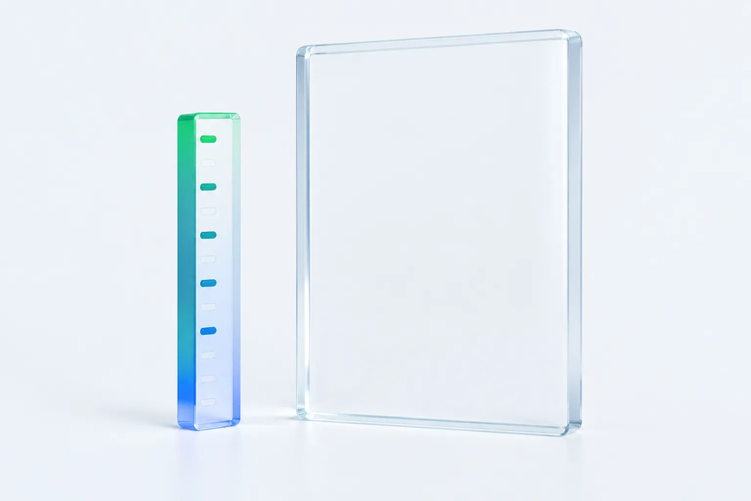 A notched glass calendar strip next to a larger empty glass frame
