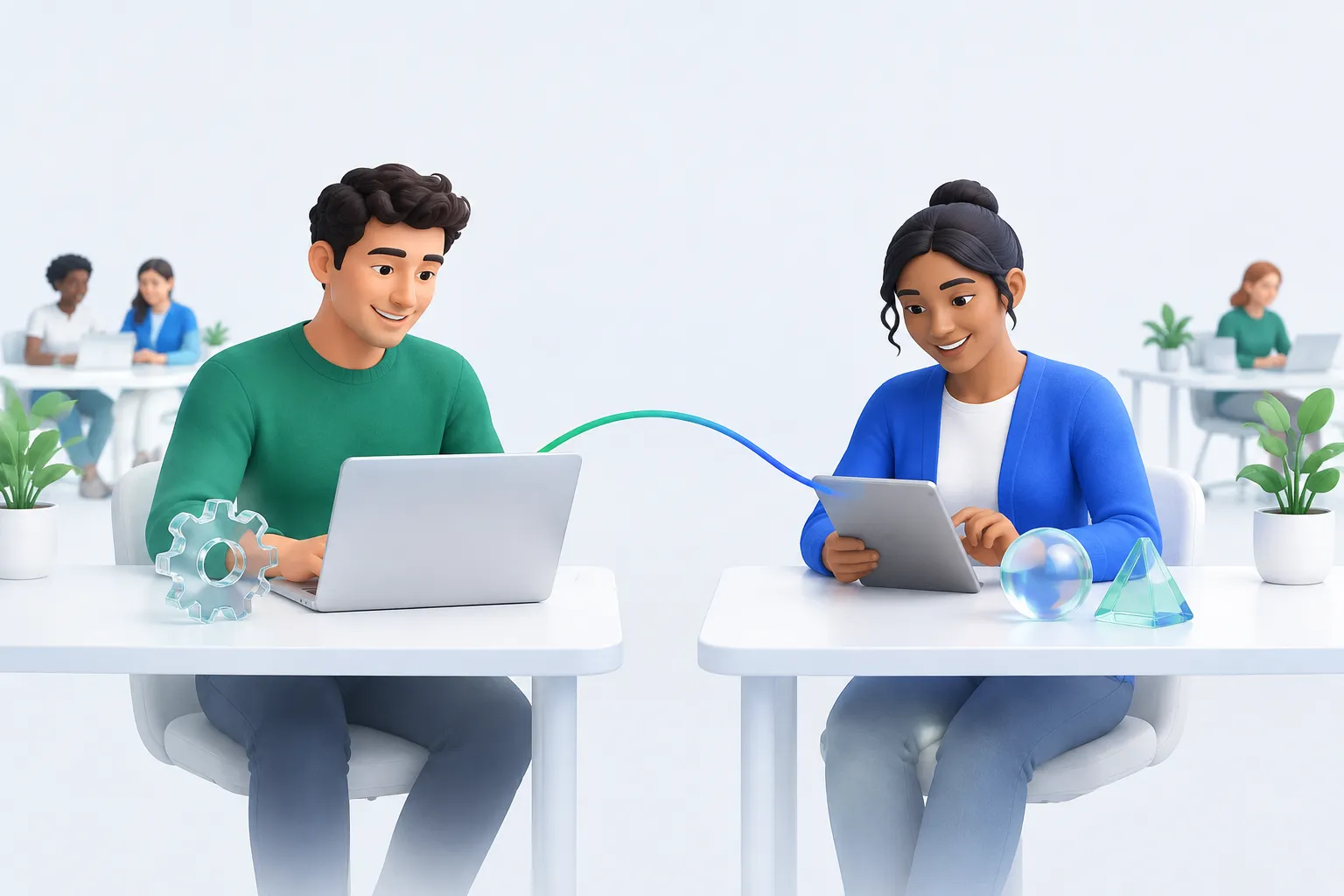 Side-by-side comparison of an engineer and a designer each working with their own AI agent tool.