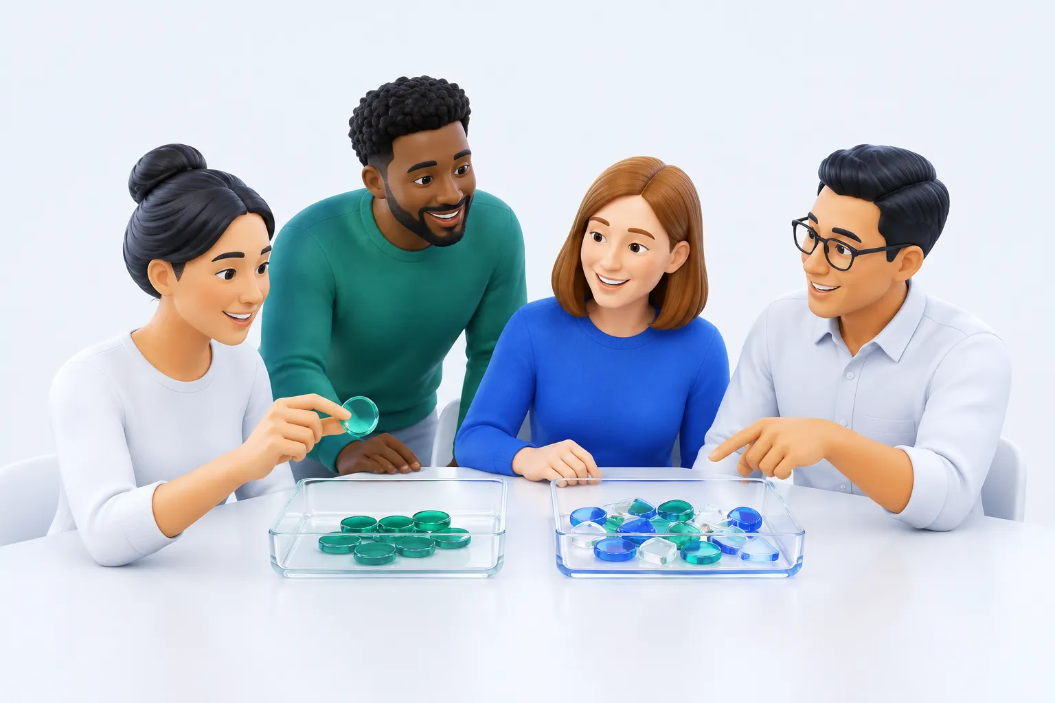 Two colleagues sorting question tokens to reduce self-report bias in AI usage surveys